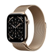 Apple Watch Series 11 GPS + Cellular 46mm Gold Titanium Case with Gold Milanese Loop - M/L (MFD84)