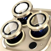 Camera Glass Diamond Crumb iPhone 15/15 Plus — Gold