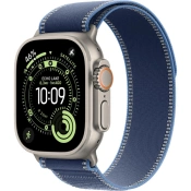 Apple Watch Ultra 3 GPS + Cellular 49mm Natural Titanium Case with Blue/Bright Blue Trail Loop - S/M (MEWR4)