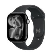 Apple Watch Series 11 GPS + Cellular 46mm Jet Black Aluminum Case with Black Sport Band - S/M (MFC24)