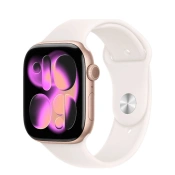 Apple Watch Series 11 GPS + Cellular 46mm Rose Gold Aluminum Case with Light Blush Sport Band - M/L (MFCJ4)